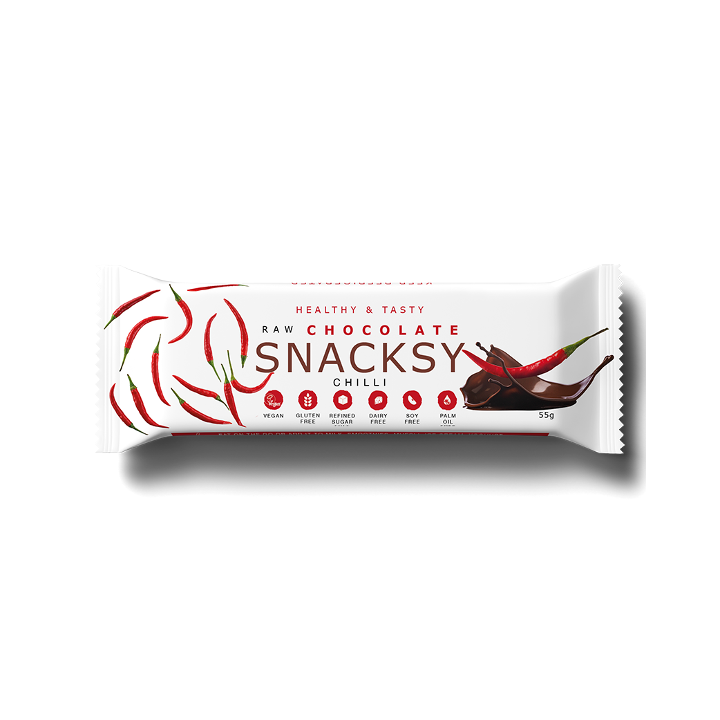 Raw chocolate snacksy chili pepper