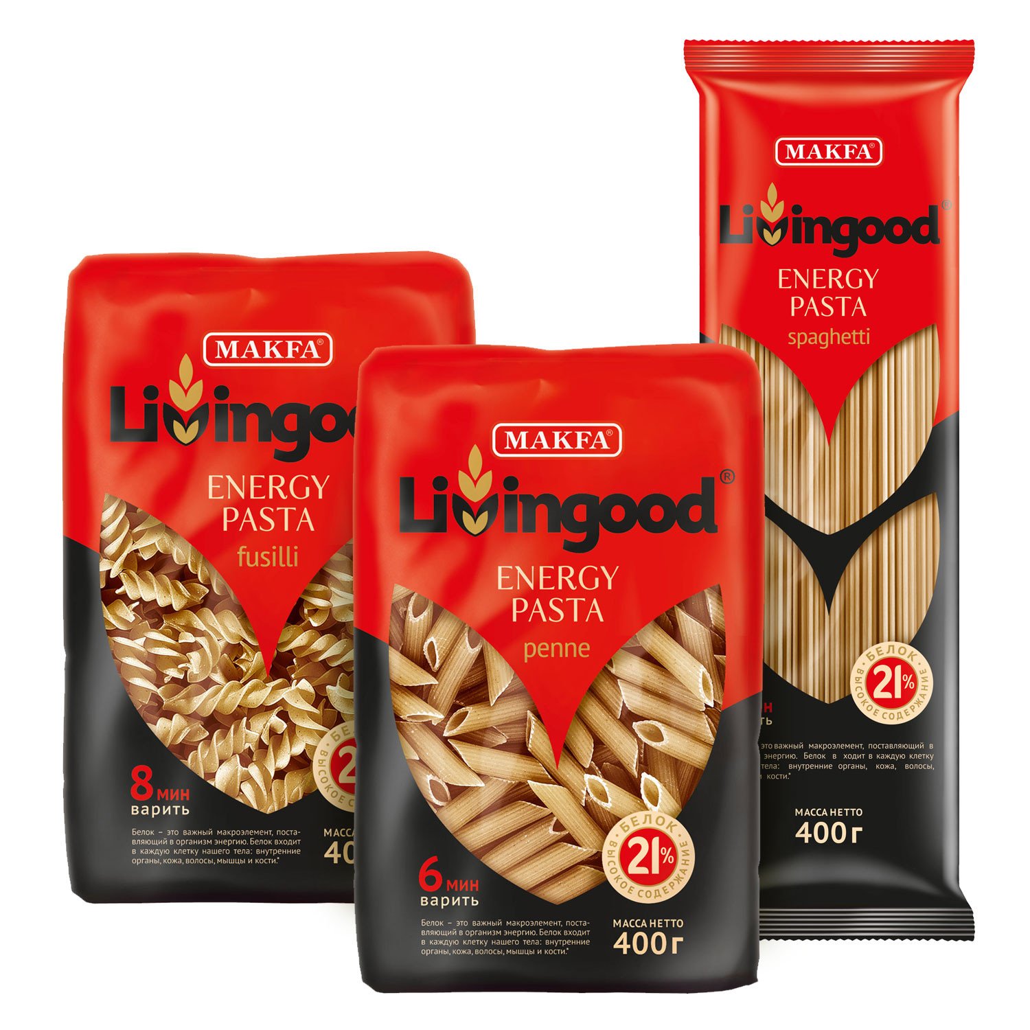 Livingood high-protein pasta products in assortment