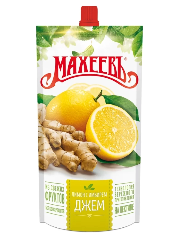 Unsterilized jam “Lemon with ginger” in glass packaging and doypack