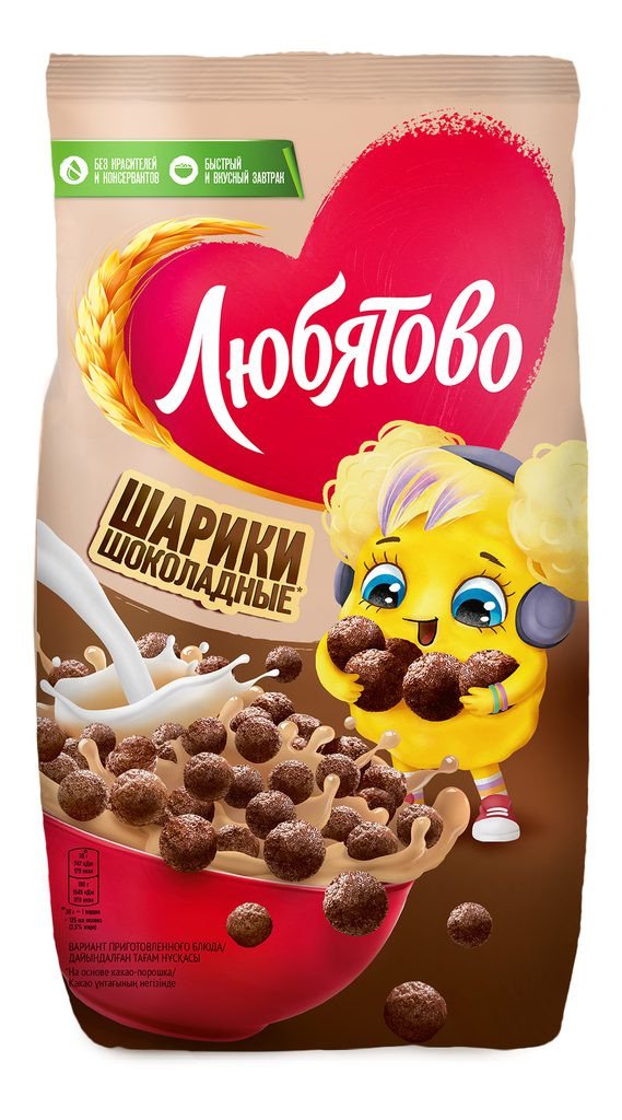Ready-made breakfasts trademark “Lyubyatovo”: “Chocolate balls”