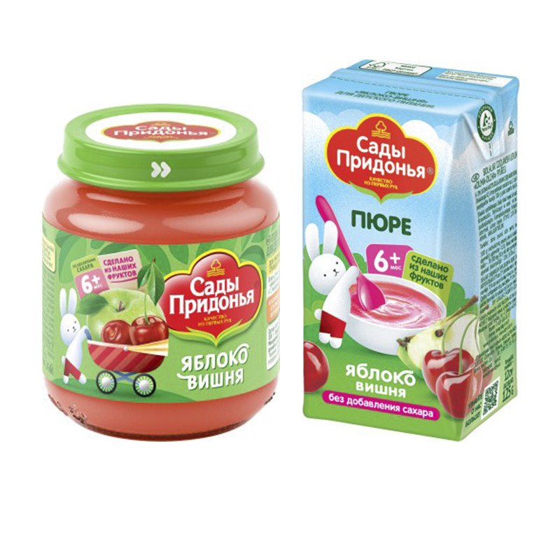 Apple-cherry puree, for baby food