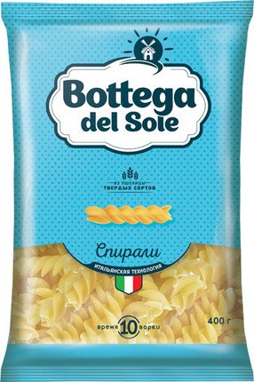 Pasta products “Bottega del Sole” from durum wheat flour, Spirals