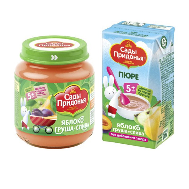 Puree “Apple-pear-plum”, for baby food