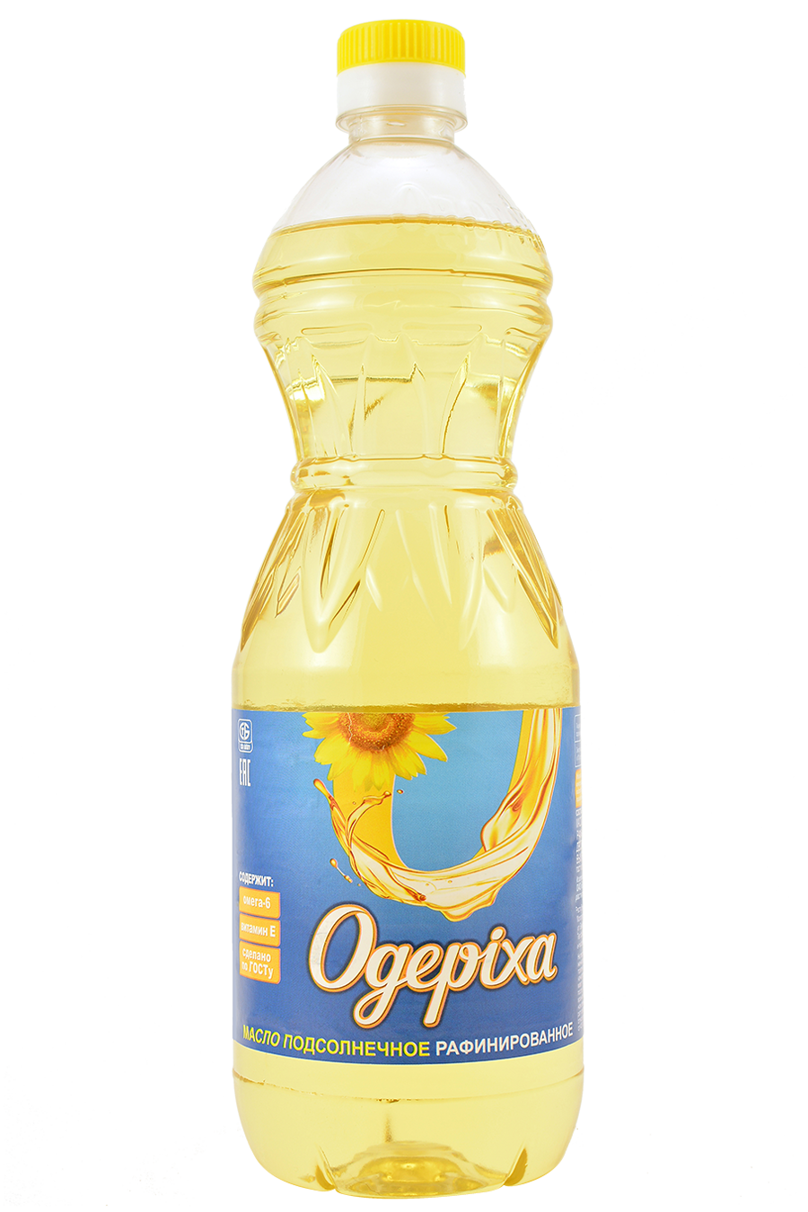 Refined deodorized frozen sunflower oil brand “P” “Rafini”, “Shalom”, “Oderiha”, packaged in a PET bottle.