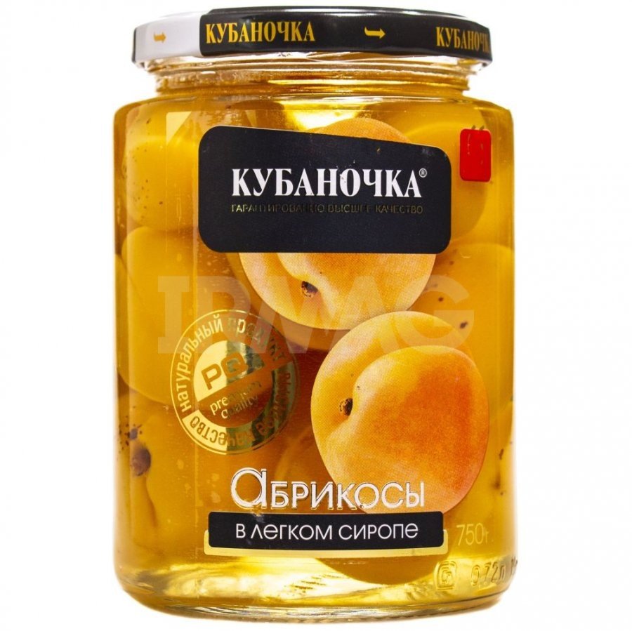 Apricot in light syrup, TM Kubanochka