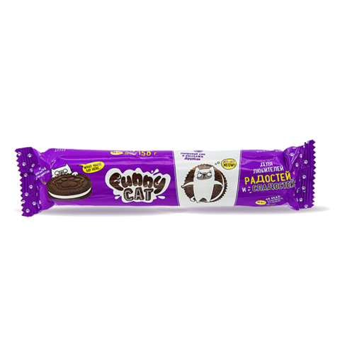FUNNY CAT sandwich cookies with cocoa and vanilla flavor filling