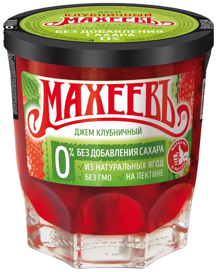 Unsterilized jam “Strawberry without sugar” packed in glass packaging