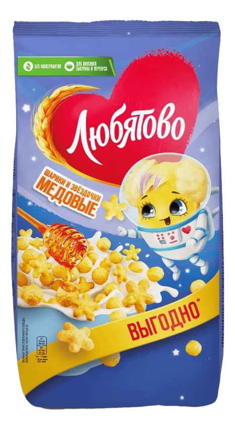 Ready-made breakfasts trademark “Lyubyatovo”: “Honey balls and stars”