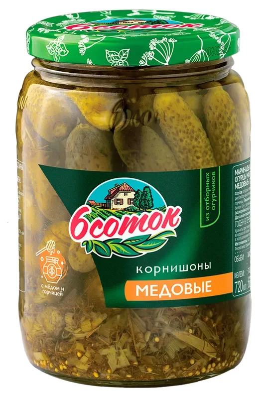Canned vegetable marinades. Pickled cucumbers “Honey Gherkins”