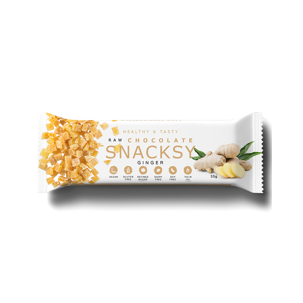 Raw chocolate snacksy ginger