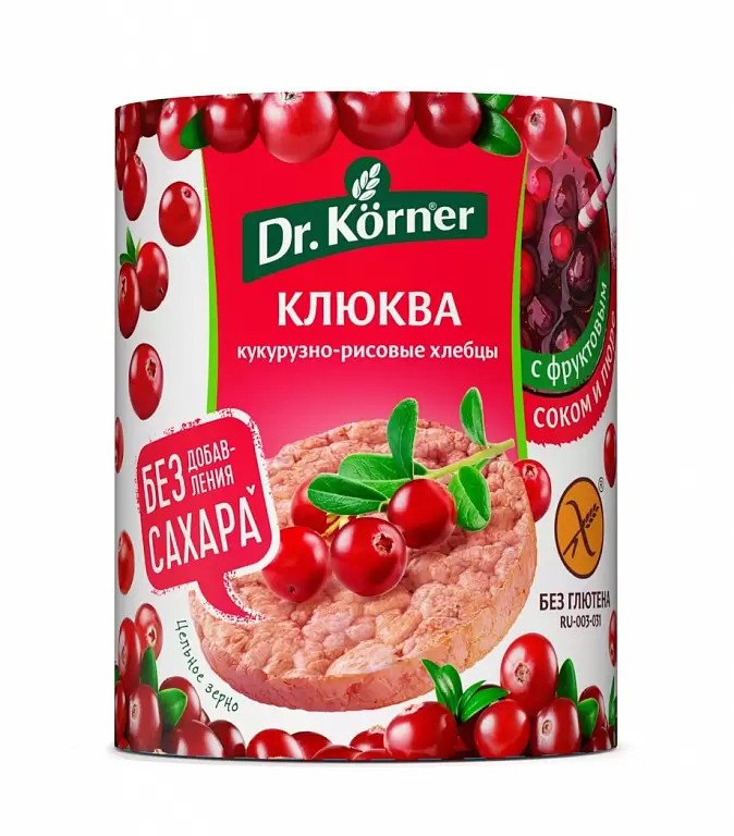 Crispy crispbread “Corn-rice” with cranberries