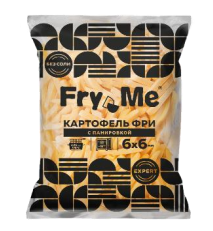 French fries with “Fry Me” “Expert” breading (6×6 mm),