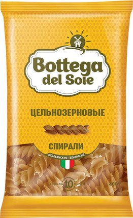 Pasta products “Bottega del Sole” made from whole grain durum wheat flour, Spirals
