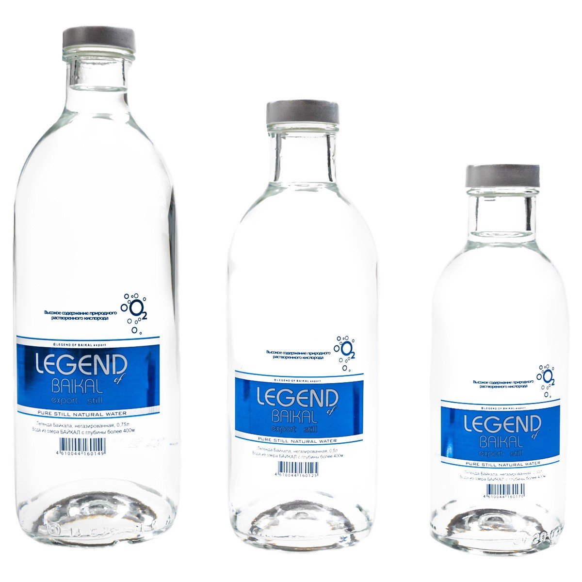 Still and carbonated natural drinking water under the Legend of Baikal brand in PET, glass and aluminum cans