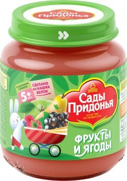 Puree from a mixture of fruits and berries, for baby food