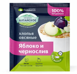 No-cooking oat flakes with apple and prunes