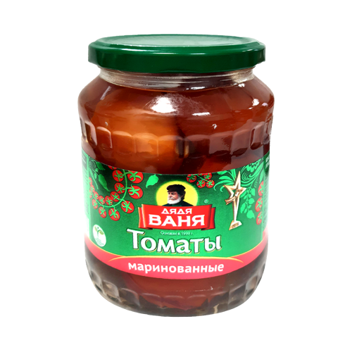 Pickled vegetables. Pickled tomatoes (red, brown). Pasteurized.