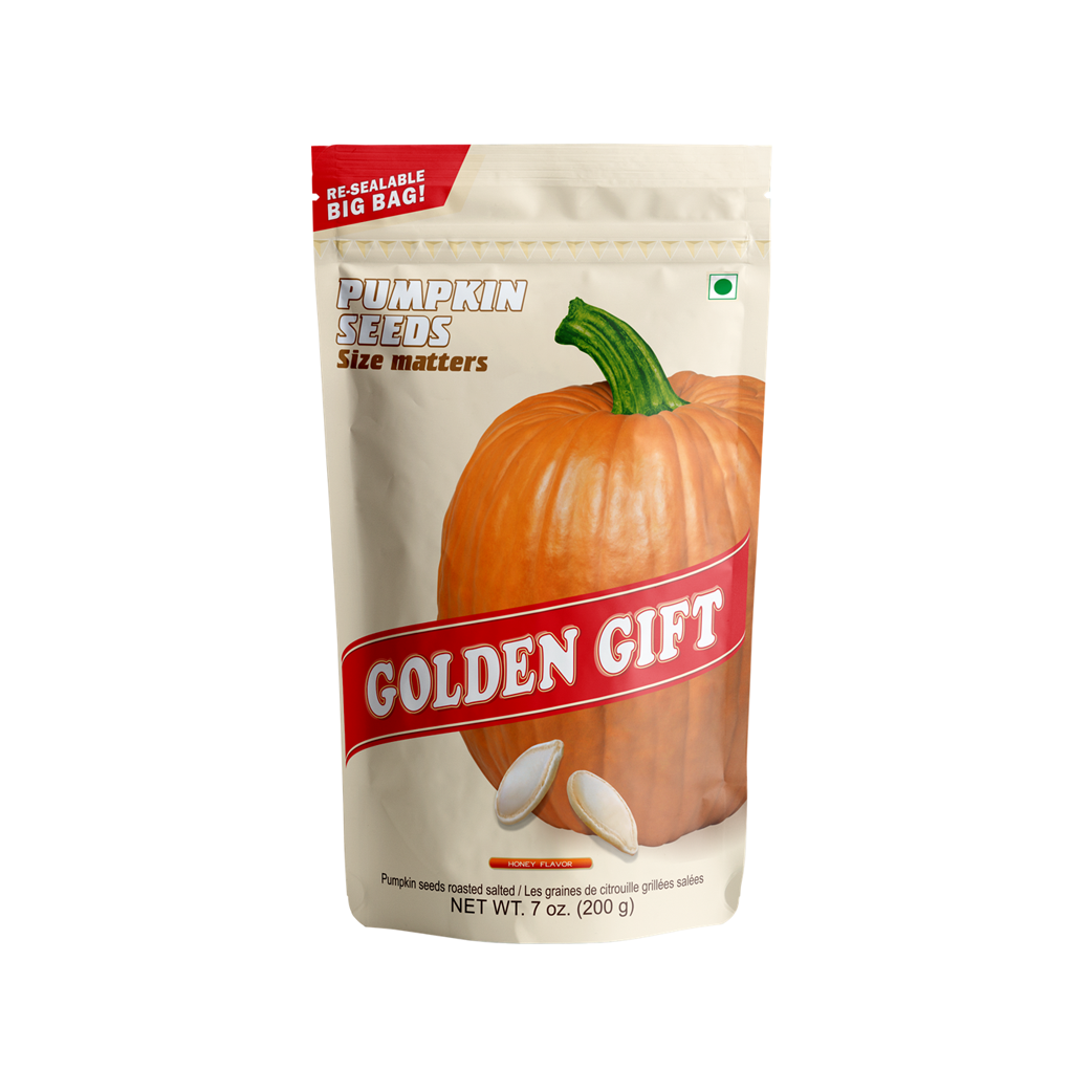 Roasted, unpeeled, salted pumpkin seeds “Golden Gift”