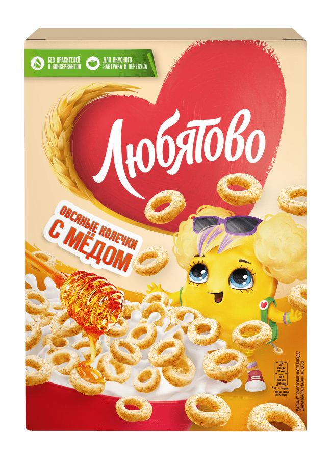 Ready-made breakfasts trademark “Lyubyatovo”: “Oatmeal rings with honey”