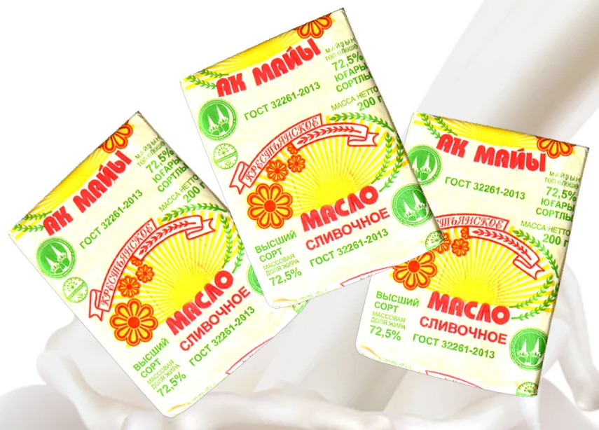 Sweet cream butter “Krestyanskoye” with a mass fraction of fat 72.5%, unsalted