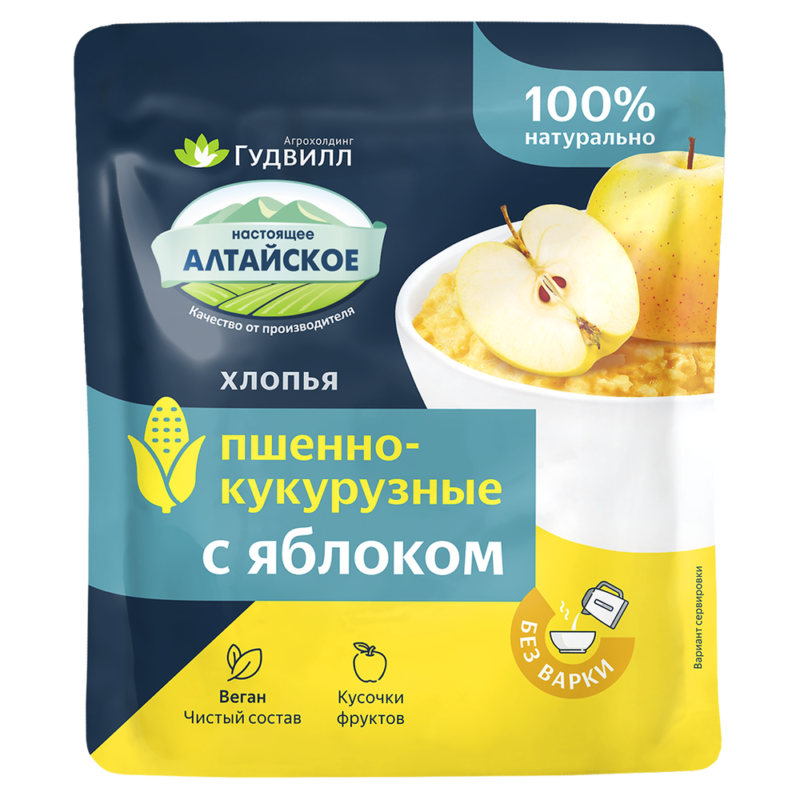 Millet-corn flakes, no cooking required, with apple