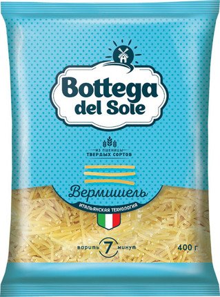 Pasta products “Bottega del Sole” made from durum wheat flour, Vermicelli